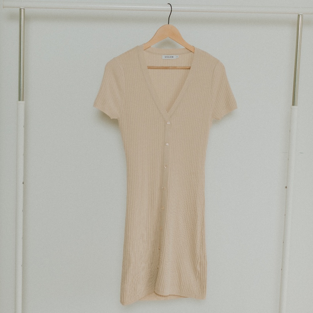 beige knit dress